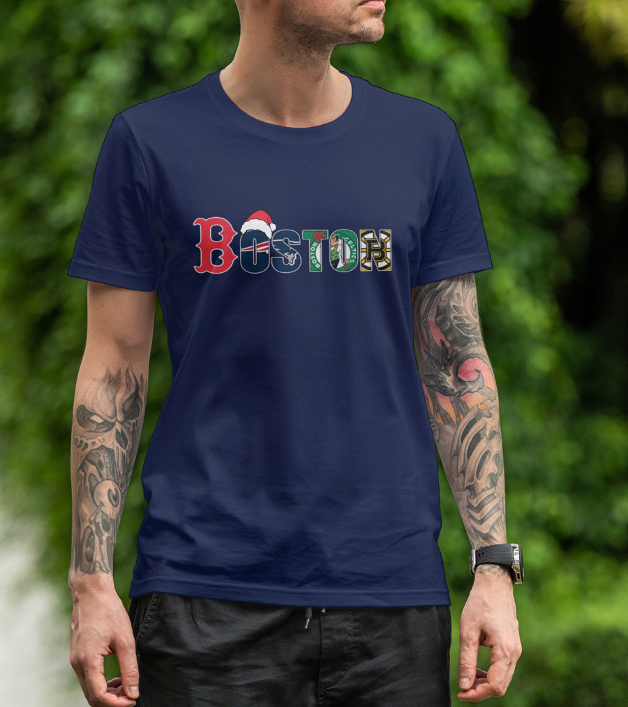 Boston Red Sox Patriots Celtics Bruins Christmas T-Shirt