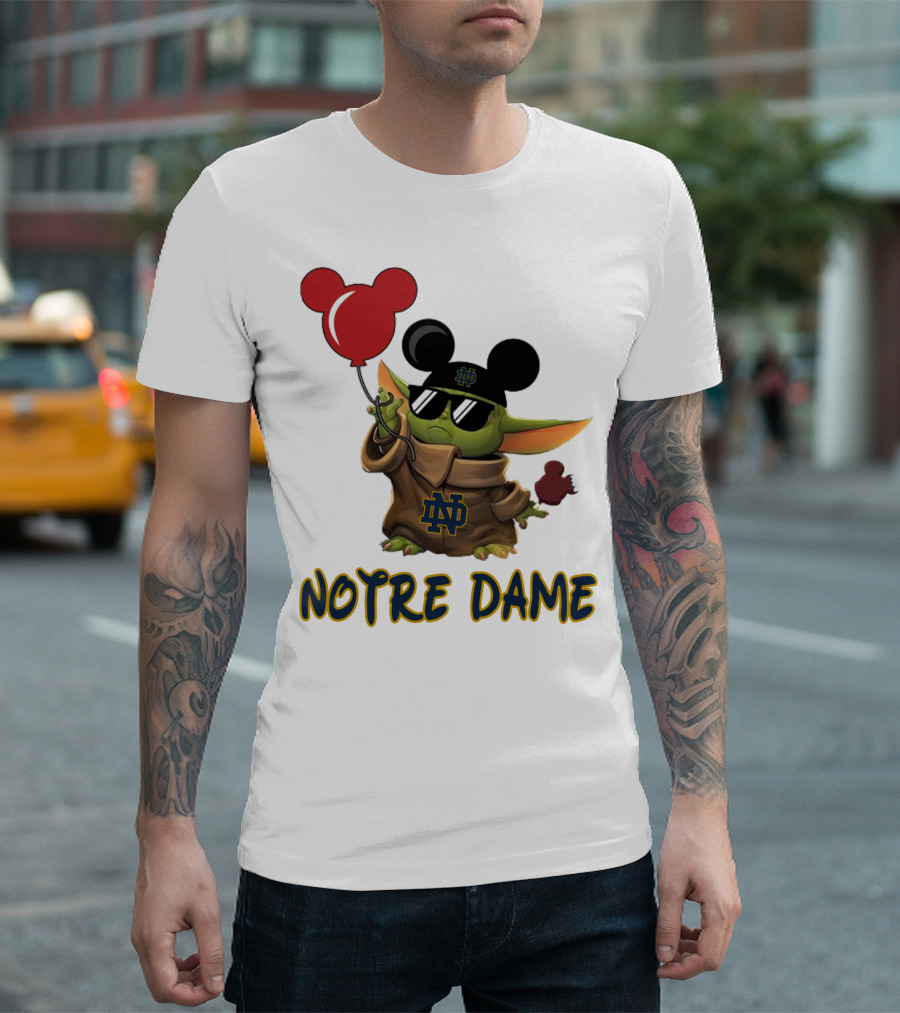 Notre Dame Baby Yoda Mickey Balloons T-Shirt