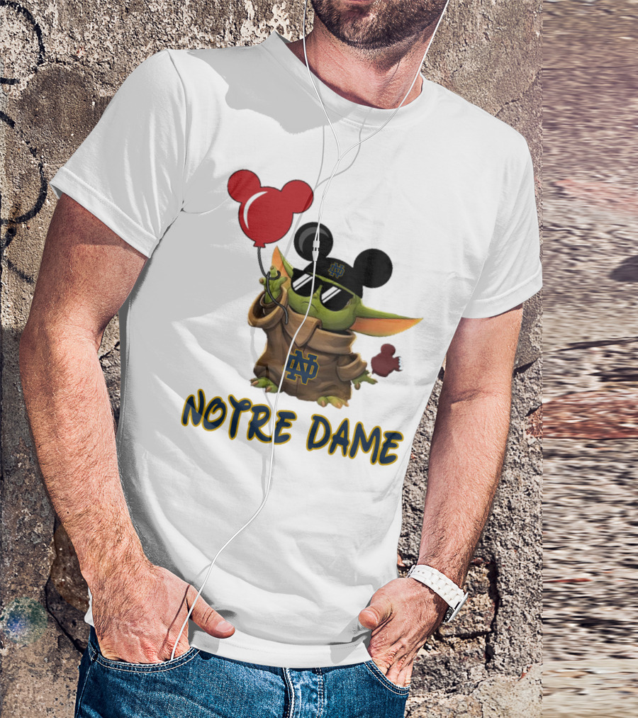 Notre Dame Baby Yoda Mickey Balloons T-Shirt