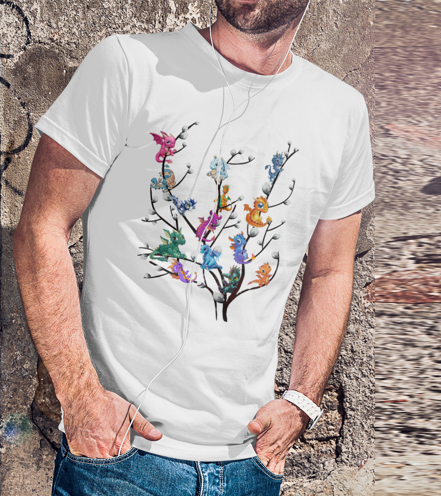 DRAGONS ON WILLOW BRANCH WITH COLORFUL BABY DRAGONS T-Shirt