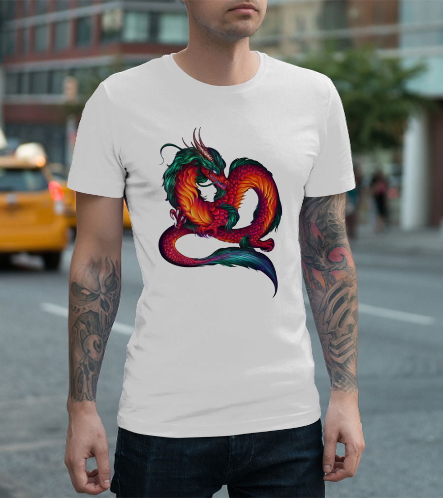 DRAGON ART AAA Kaleidoscope Colors Coiled Majesty T-Shirt
