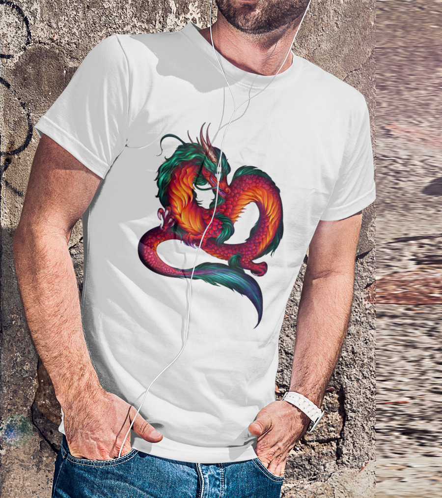 DRAGON ART AAA Kaleidoscope Colors Coiled Majesty T-Shirt