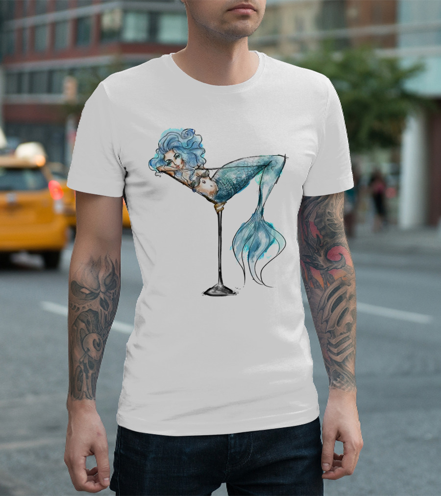 MERMAID RELAXING IN COCKTAIL GLASS T-Shirt
