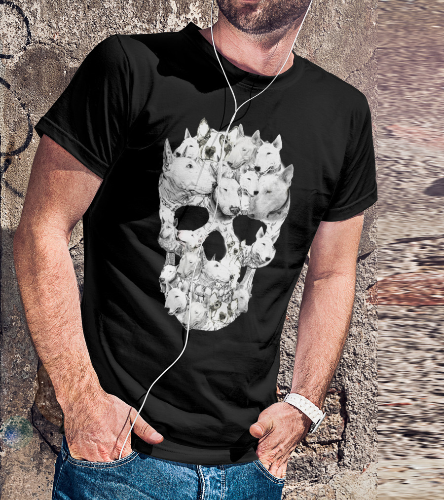 Bull Terrier Faces Forming A Skull T-Shirt