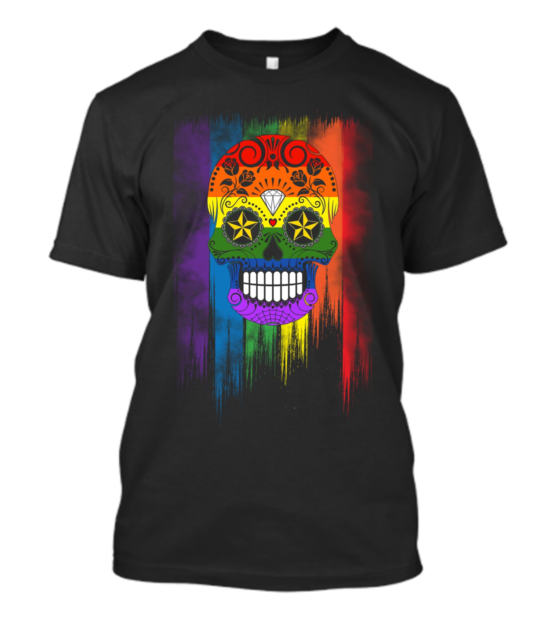 Skull Star Diamond Rainbow Sugar Skull T-Shirt
