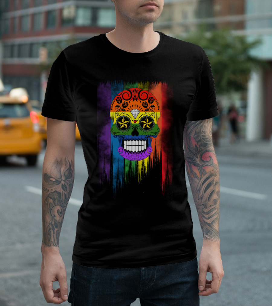 Skull Star Diamond Rainbow Sugar Skull T-Shirt