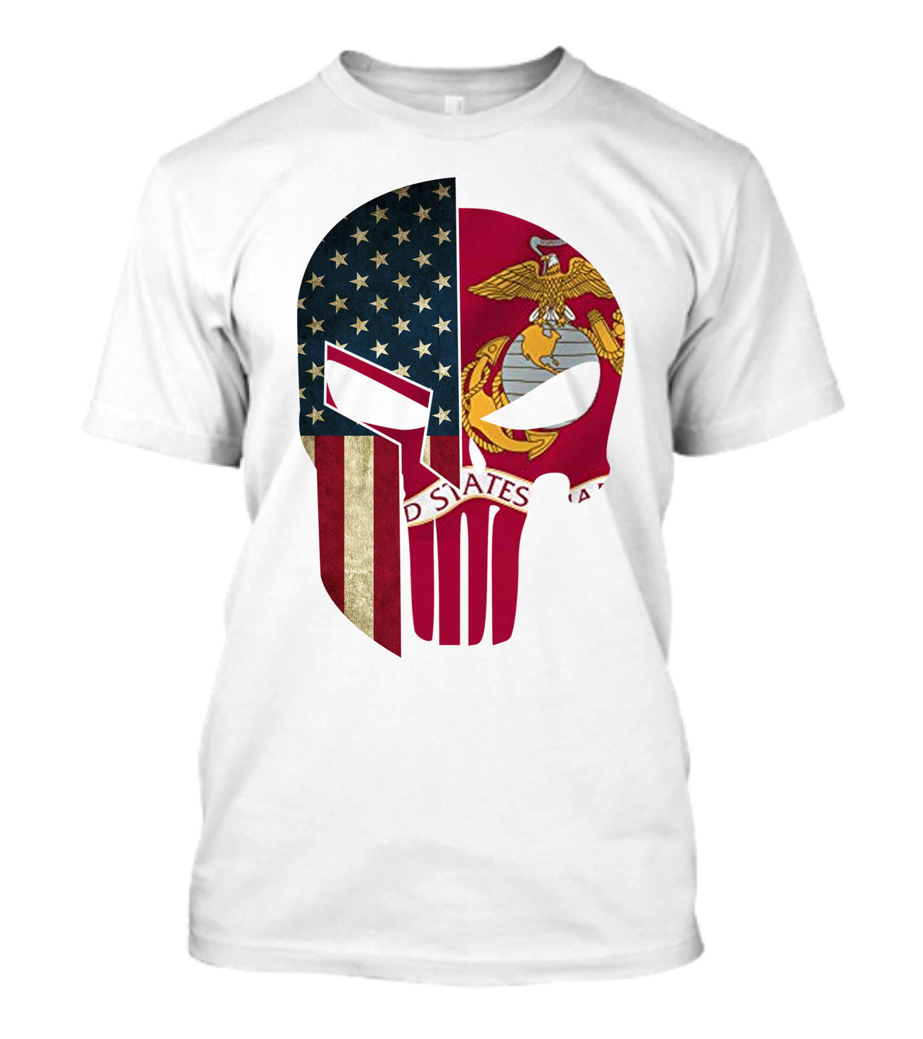 Punisher Skull American Flag US Marines T-Shirt