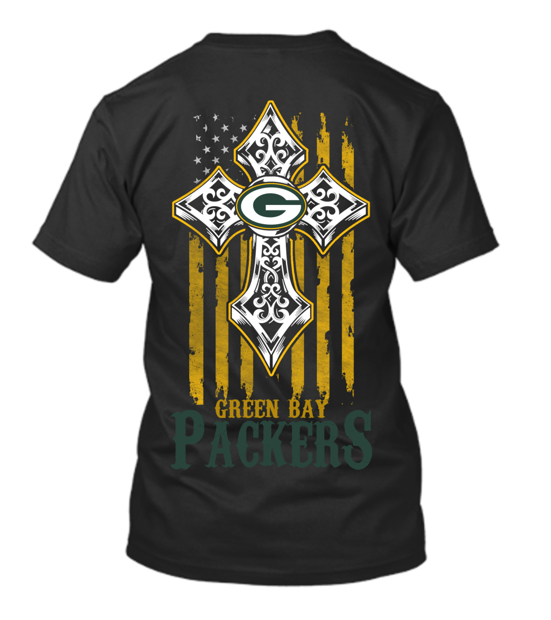 Green Bay Packers American Flag Cross T-Shirt