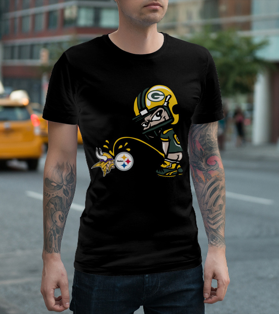 Green Bay Packers Vs Minnesota Vikings And Pittsburgh Steelers Rivalry T-Shirt