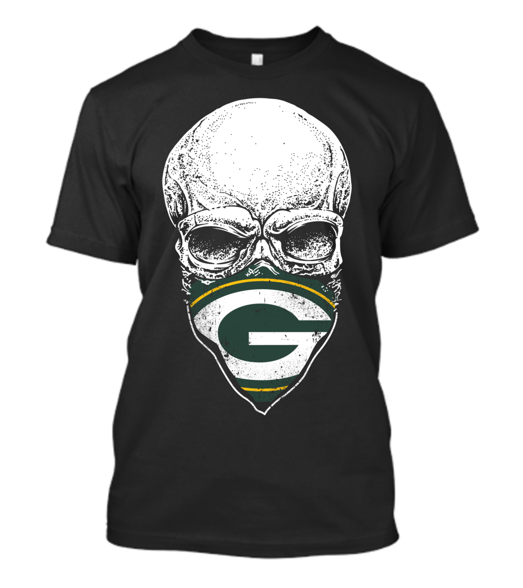 Skull With Green Bay Packers Bandana T-Shirt