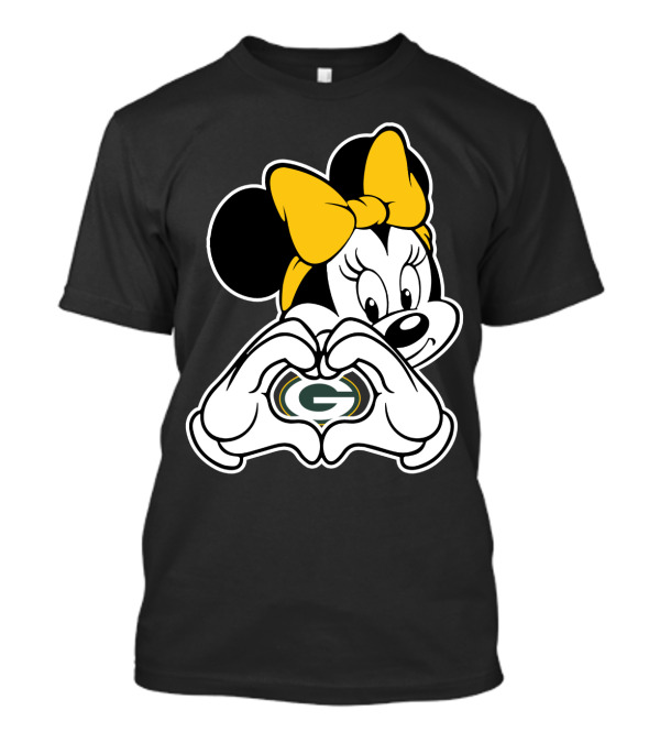 Minnie Mouse Heart Hands Green Bay Packers T-Shirt