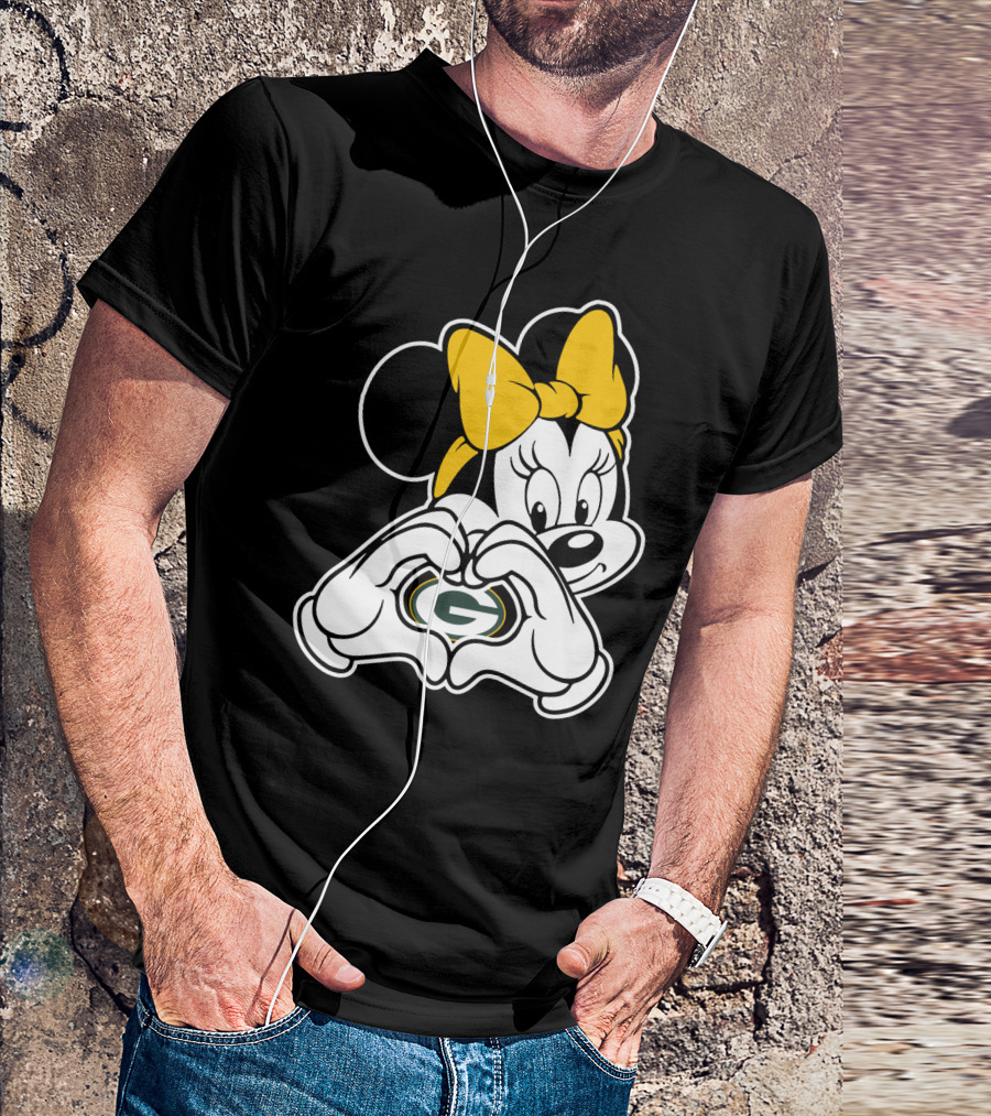 Minnie Mouse Heart Hands Green Bay Packers T-Shirt