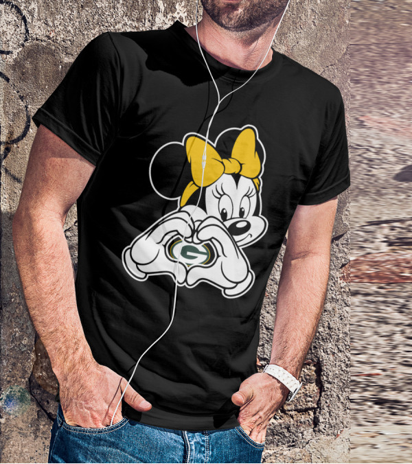 Minnie Mouse Heart Hands Green Bay Packers T-Shirt