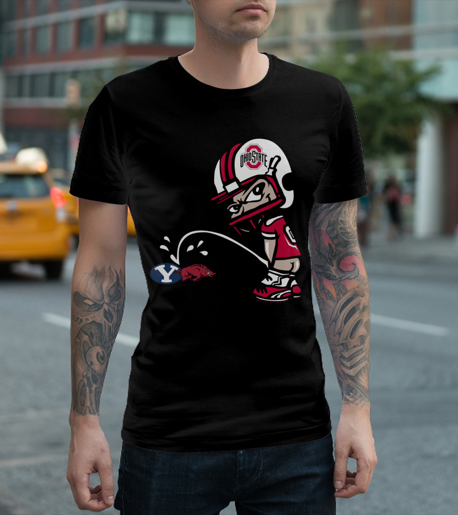 Ohio State Buckeyes College Football Rivalry Cartoon Helmet T-Shirt