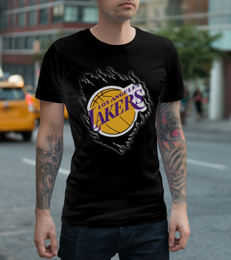 Los Angeles Lakers Basketball Emblem With Distressed T-Shirt