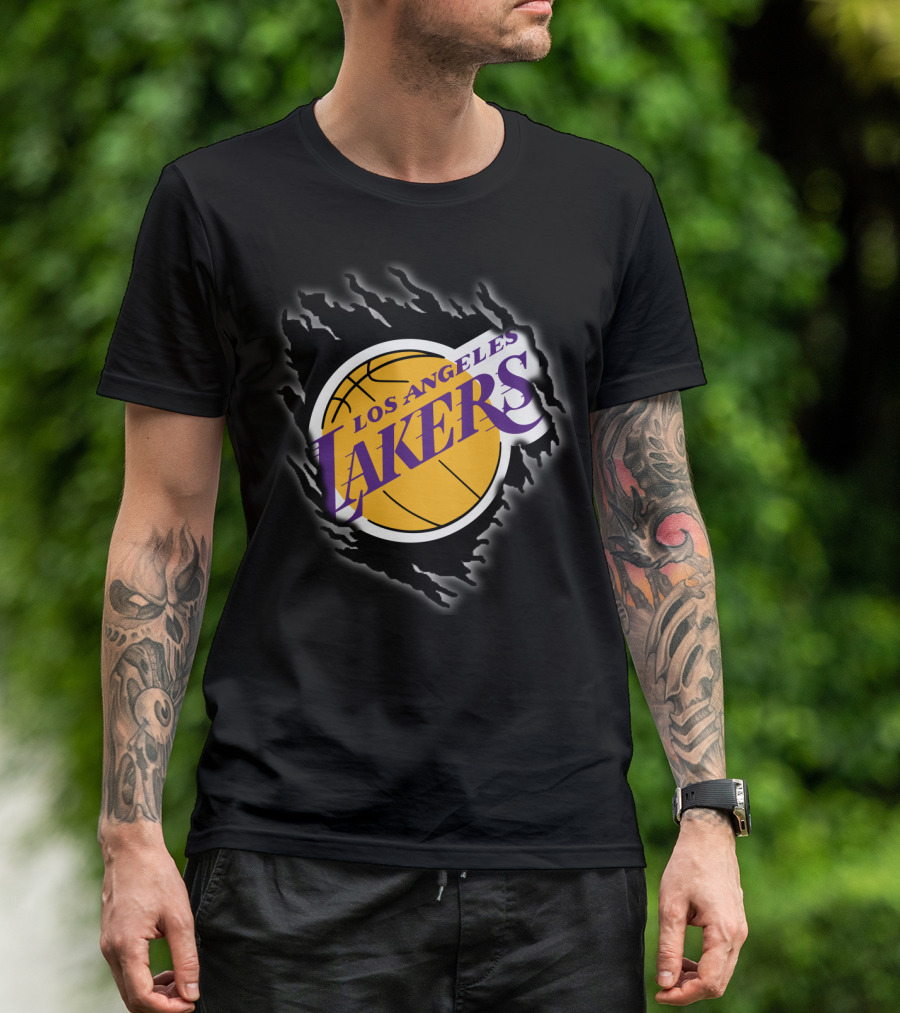 Los Angeles Lakers Basketball Emblem With Distressed T-Shirt