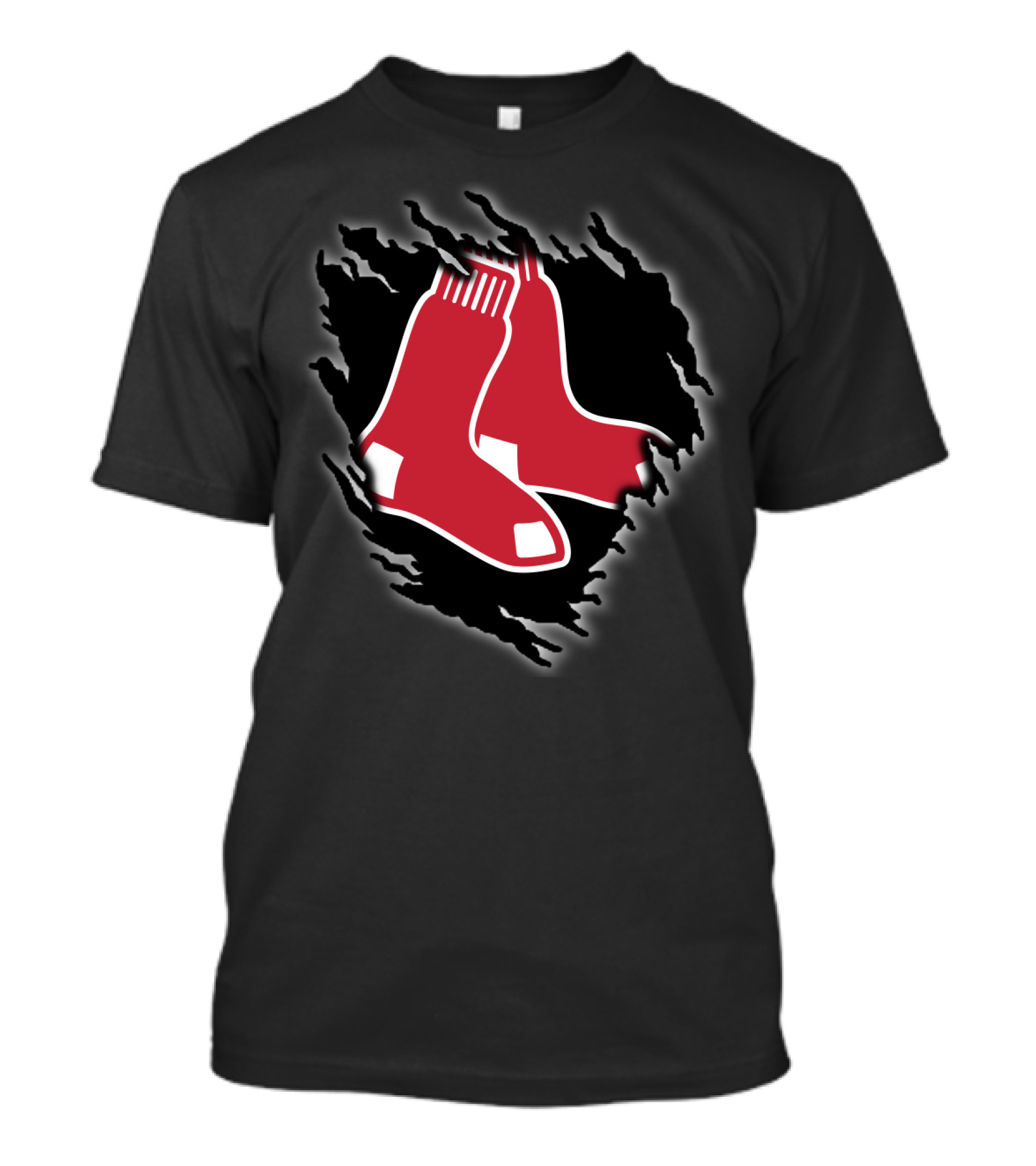 Boston Red Sox Logo With Ripped Effect T-Shirt