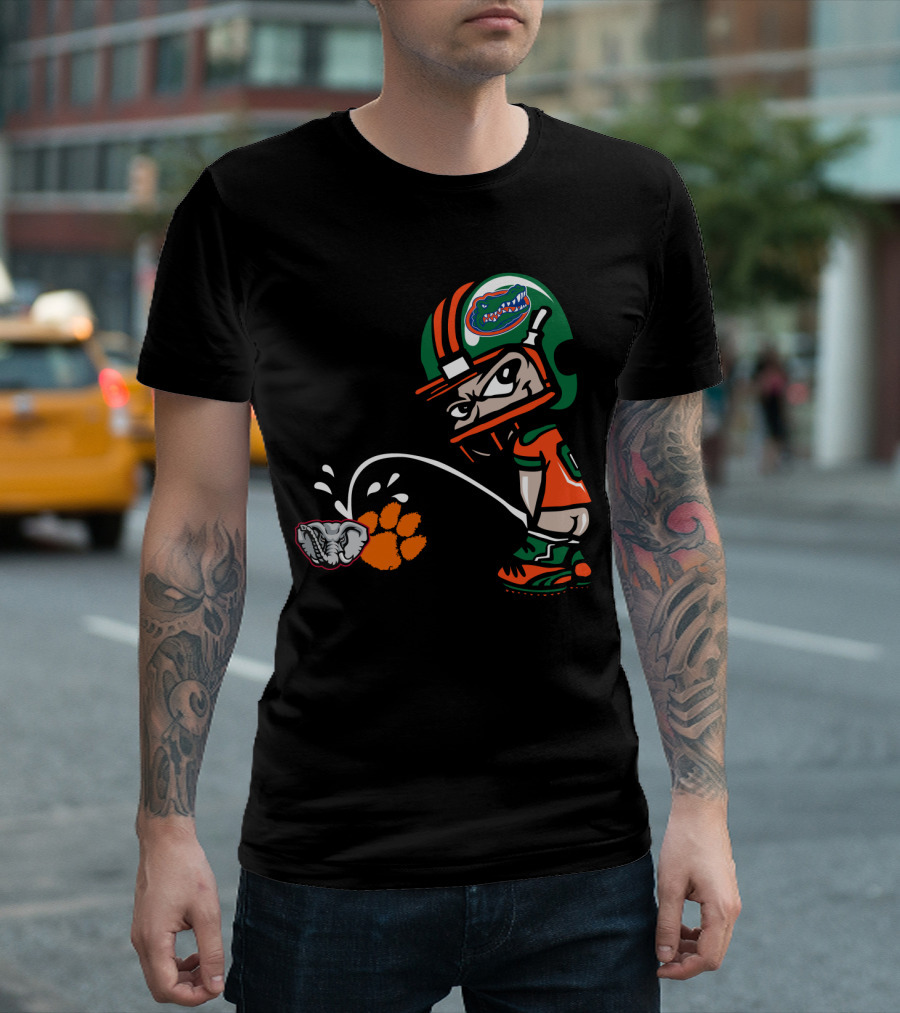 Florida Gators Clemson Tigers Alabama Crimson Tide Rivalry Football Helmet Cartoon T-Shirt