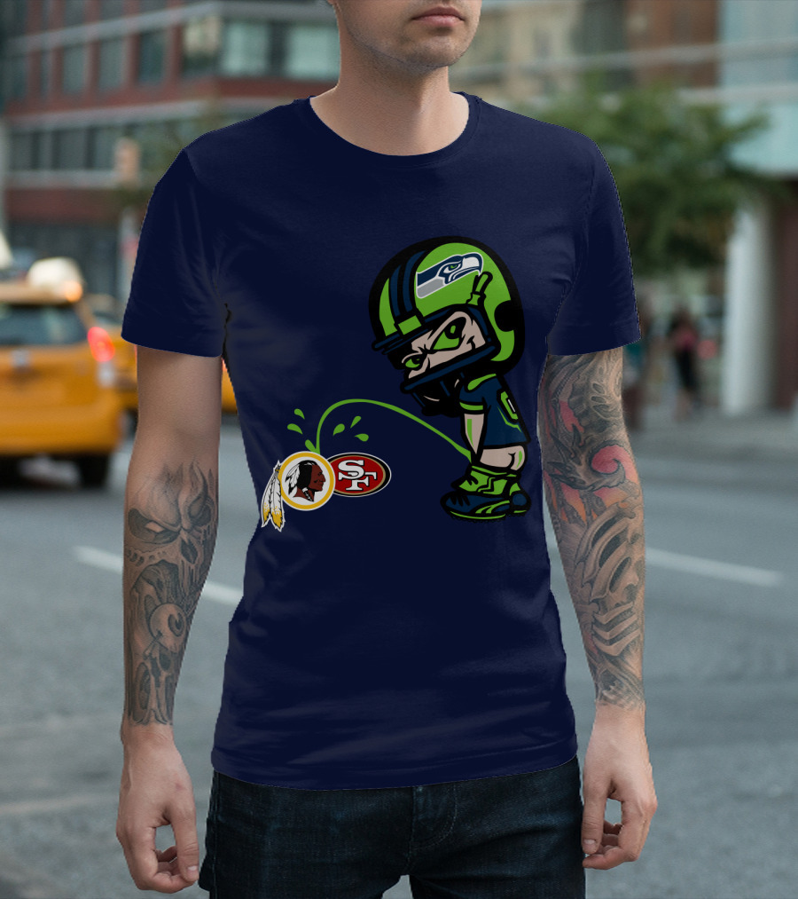 Seattle Seahawks Helmet Character Rival Teams Logos T-Shirt