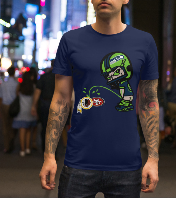 Seattle Seahawks Helmet Character Rival Teams Logos T-Shirt