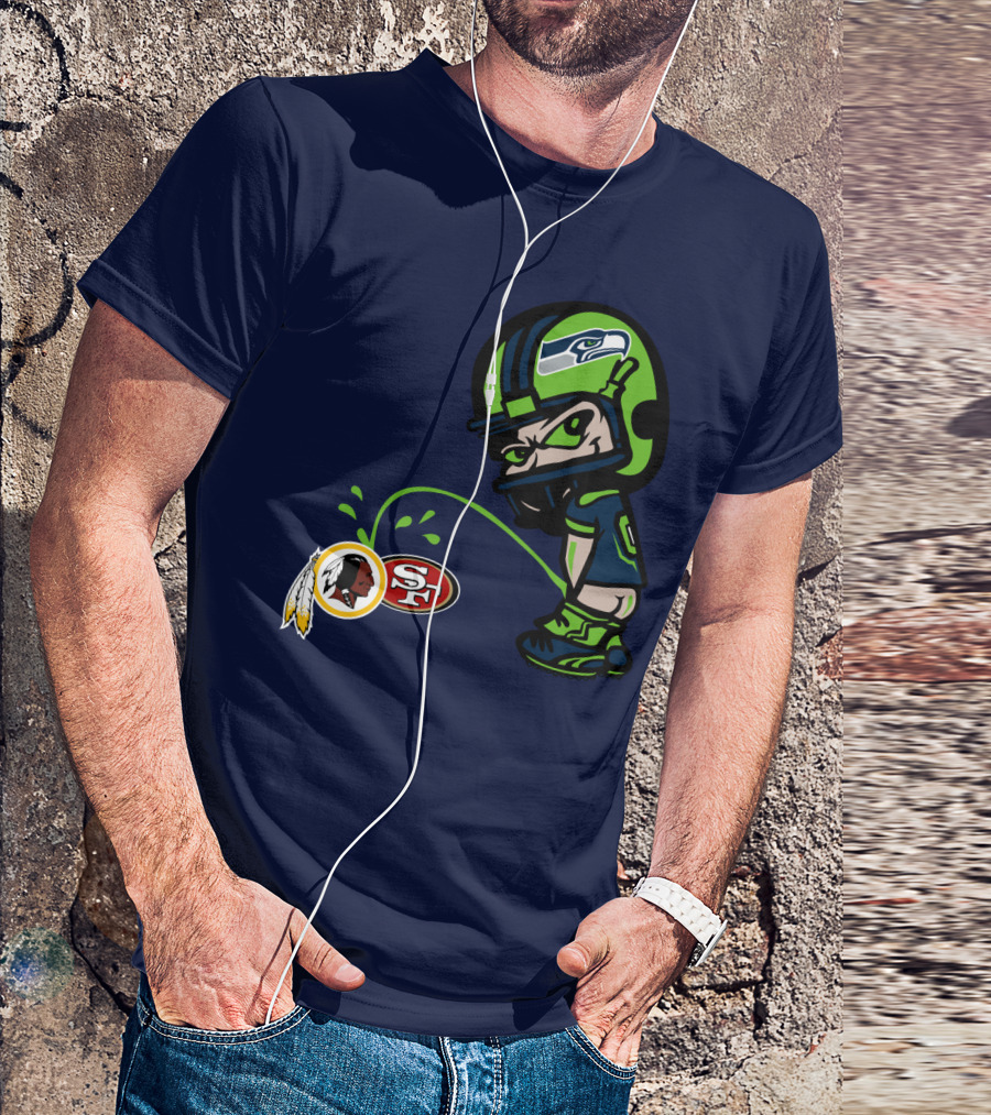 Seattle Seahawks Helmet Character Rival Teams Logos T-Shirt