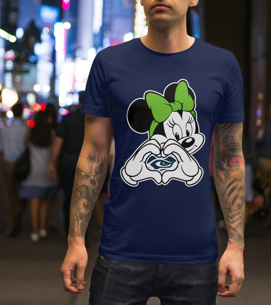 Minnie Mouse Heart Hands Seattle Seahawks T-Shirt