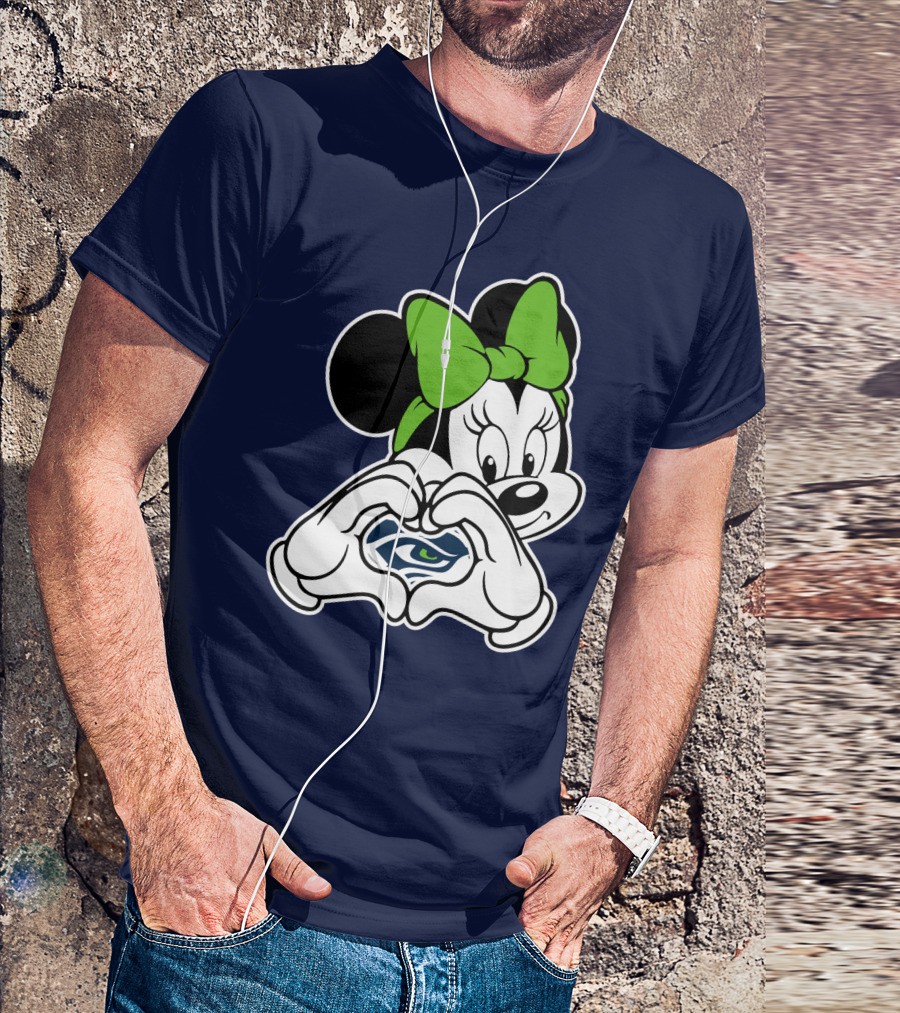 Minnie Mouse Heart Hands Seattle Seahawks T-Shirt