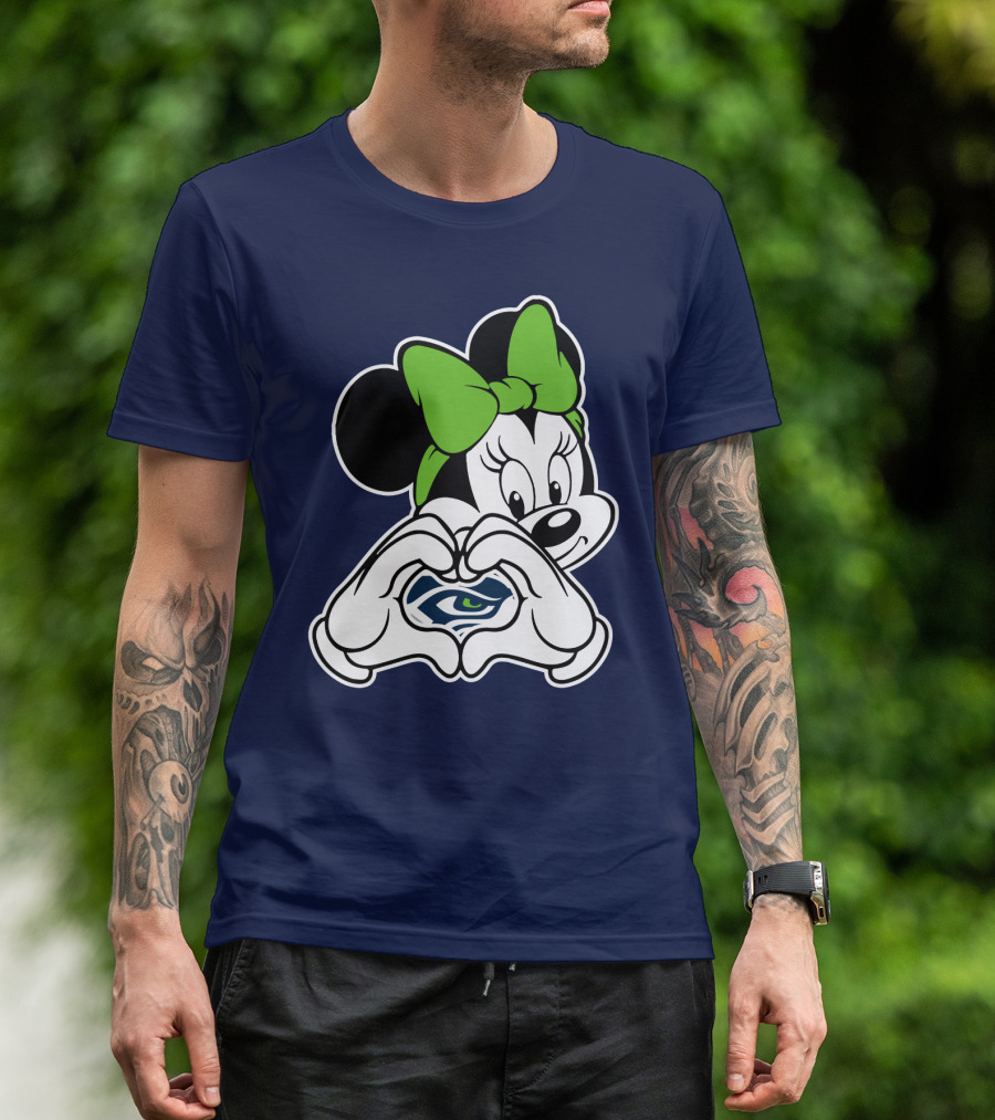 Minnie Mouse Heart Hands Seattle Seahawks T-Shirt