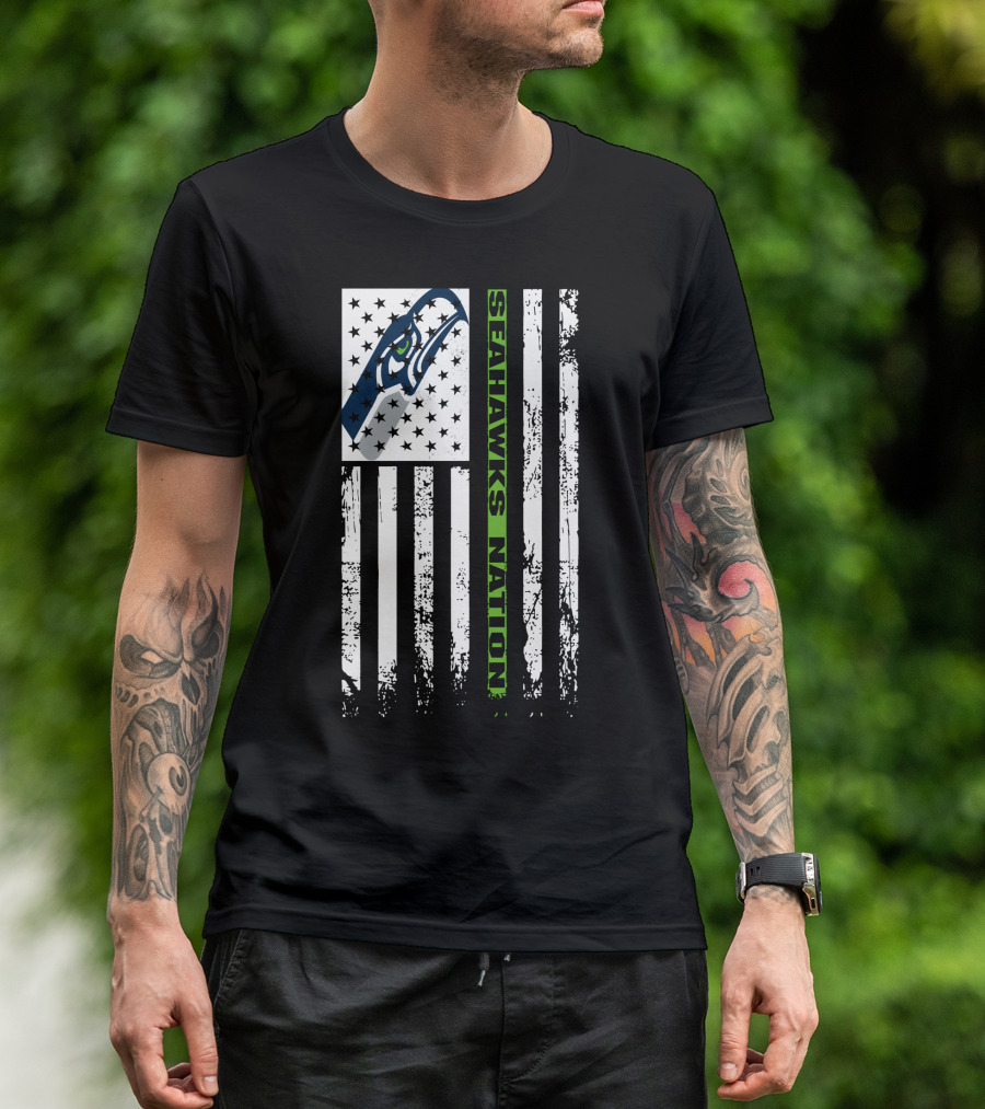 Seattle Seahawks Nation American Flag T-Shirt