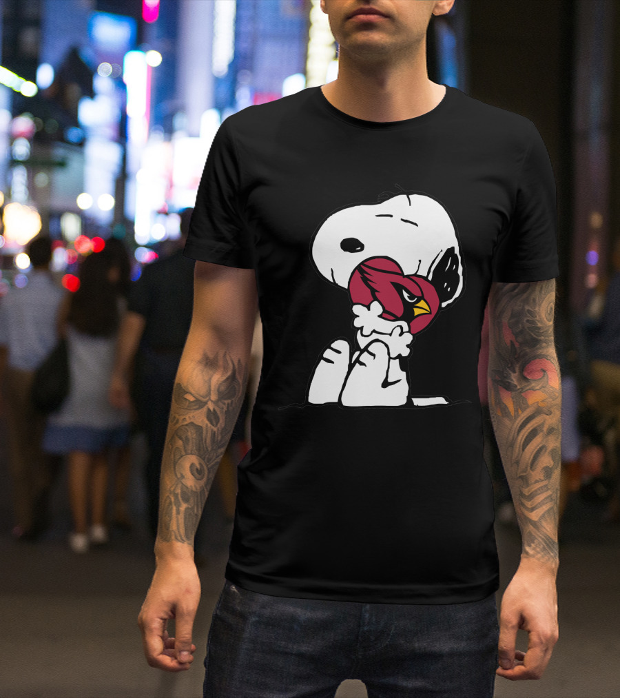 Snoopy Hugging Arizona Cardinals Heart T-Shirt