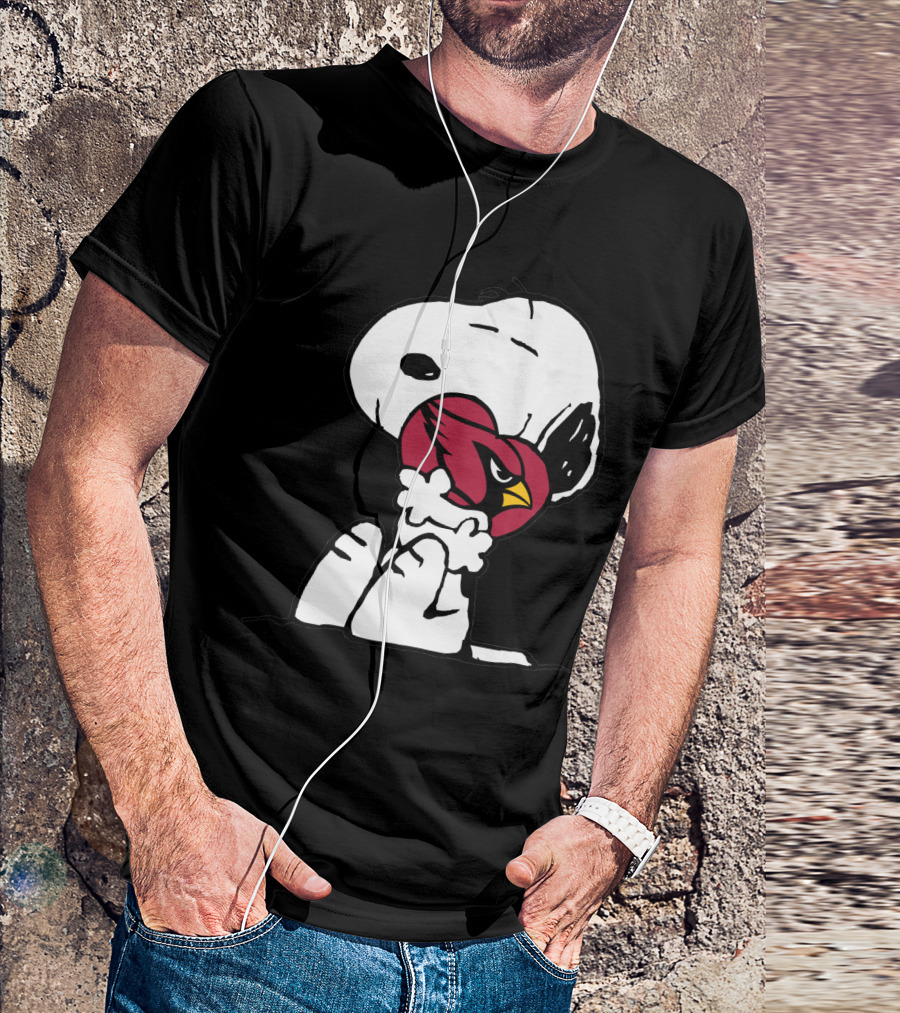 Snoopy Hugging Arizona Cardinals Heart T-Shirt