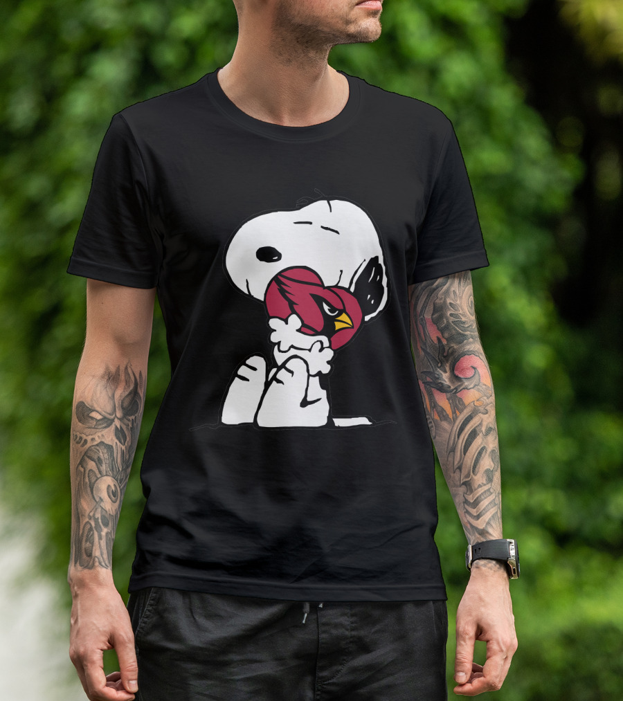 Snoopy Hugging Arizona Cardinals Heart T-Shirt