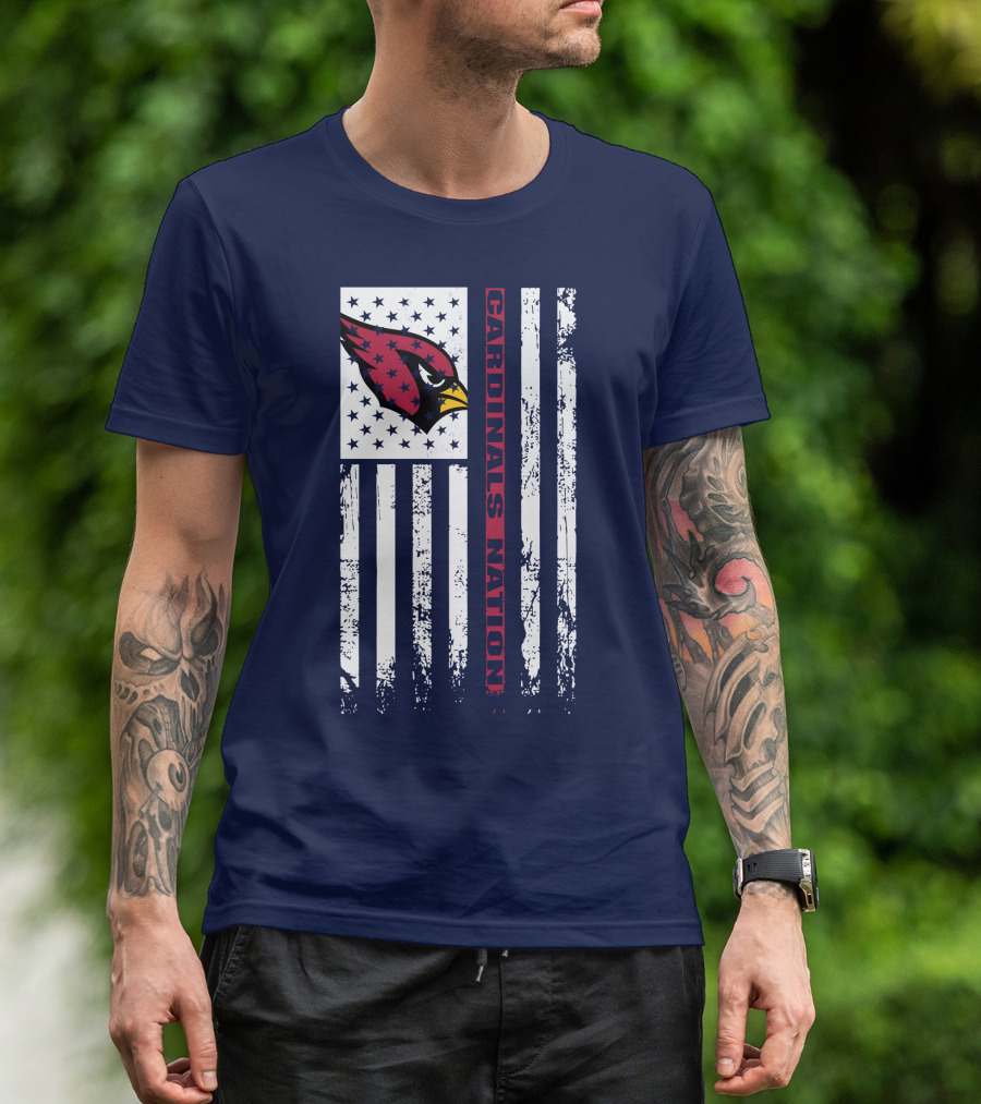 Cardinals Nation Flag Stars Stripes T-Shirt