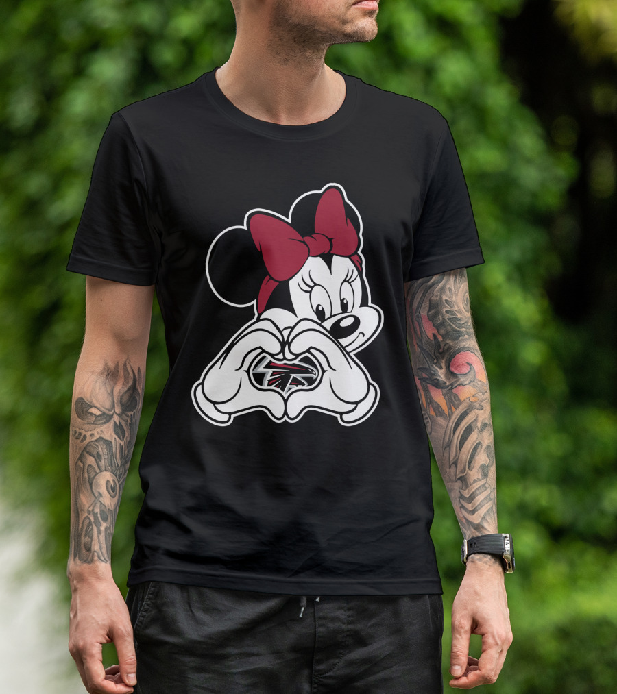 Minnie Mouse Atlanta Falcons Heart Hands T-Shirt