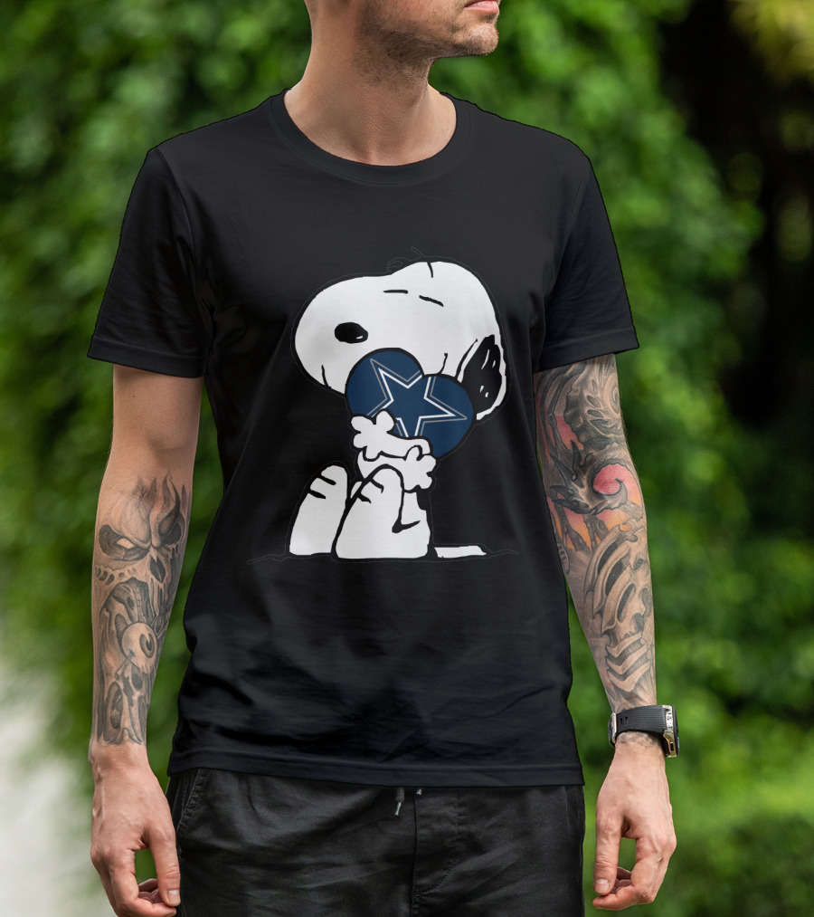 Cowboys Nation Snoopy With Heart-Shaped Dallas Star T-Shirt