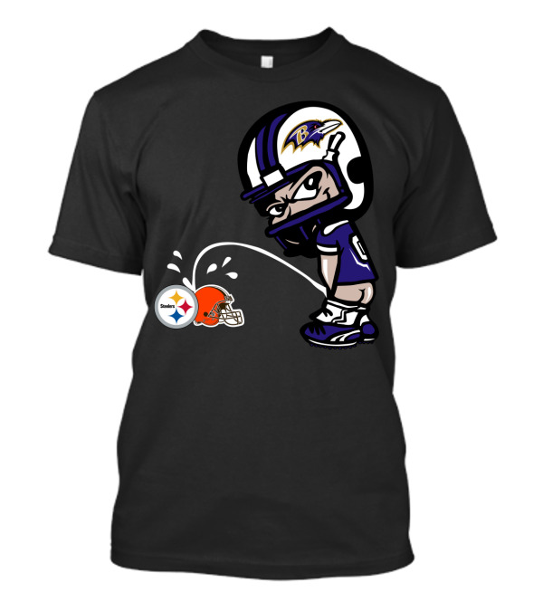 Baltimore Ravens Rivalry Steelers Browns Humorous Cartoon T-Shirt