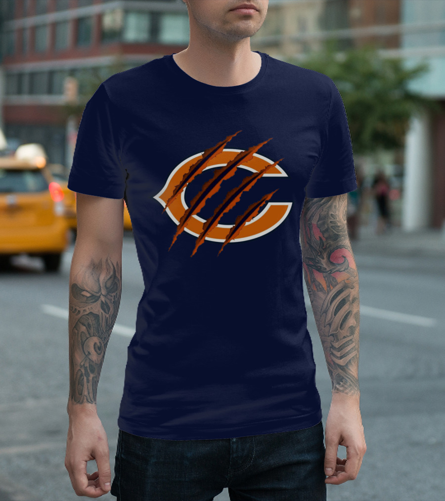 Chicago Bears Logo With Claw Marks T-Shirt