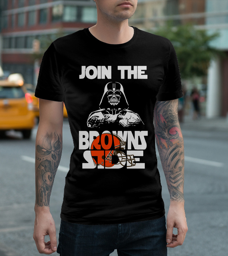 Join The Browns Side Cleveland Browns Darth Vader Helmet T-Shirt