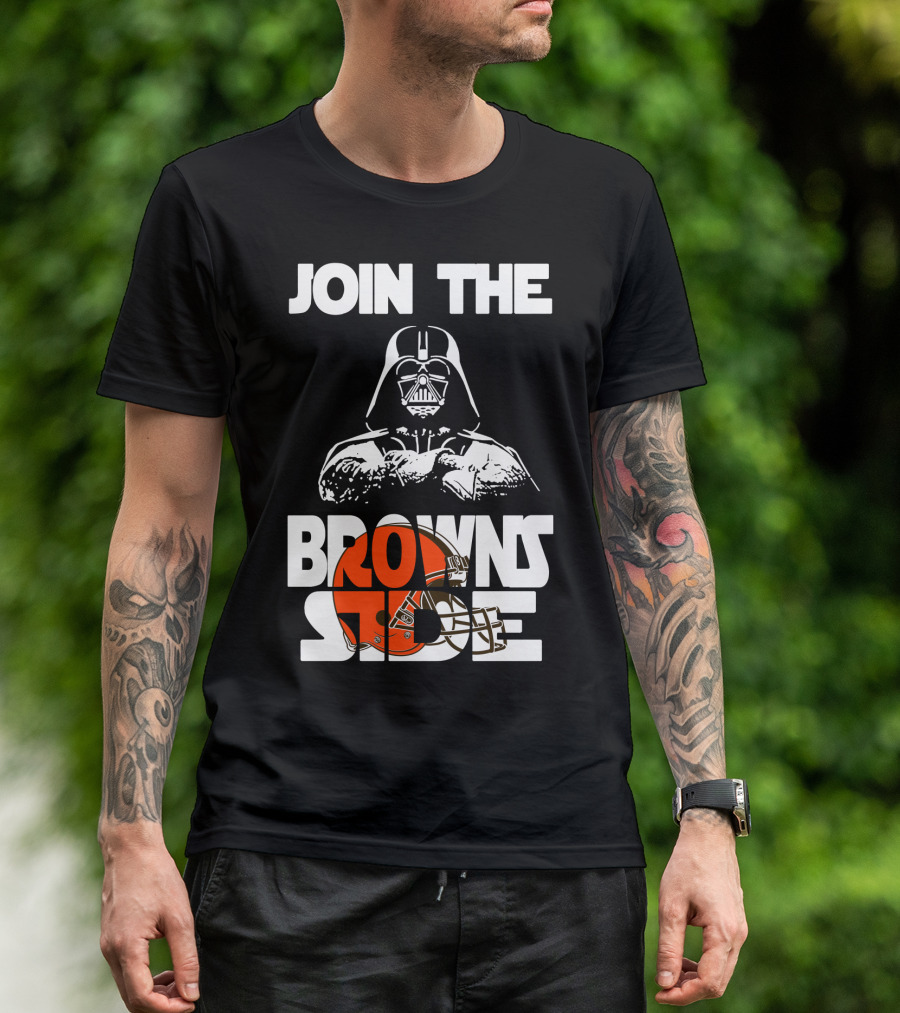 Join The Browns Side Cleveland Browns Darth Vader Helmet T-Shirt
