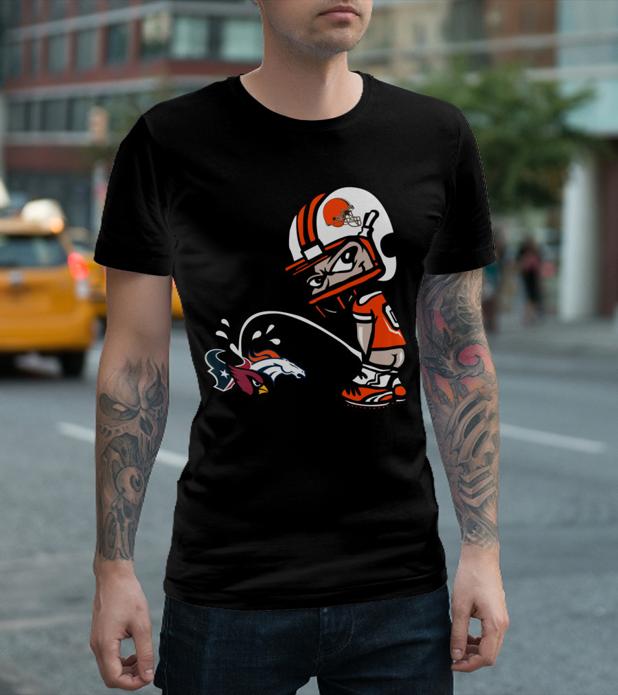 Cleveland Browns Player Humorous Rival Team Logos Interaction T-Shirt