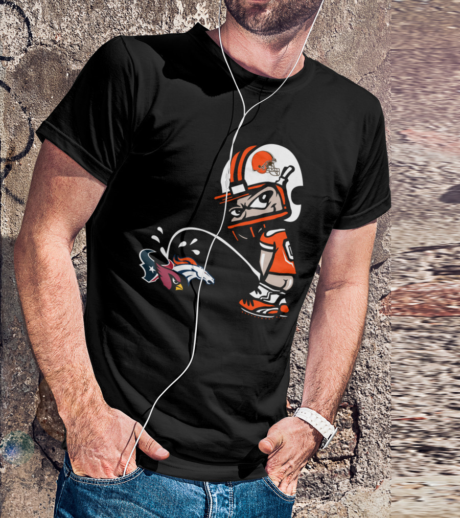 Cleveland Browns Player Humorous Rival Team Logos Interaction T-Shirt