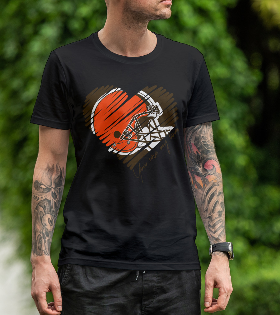 Cleveland Browns You Are My Love Heart Helmet T-Shirt