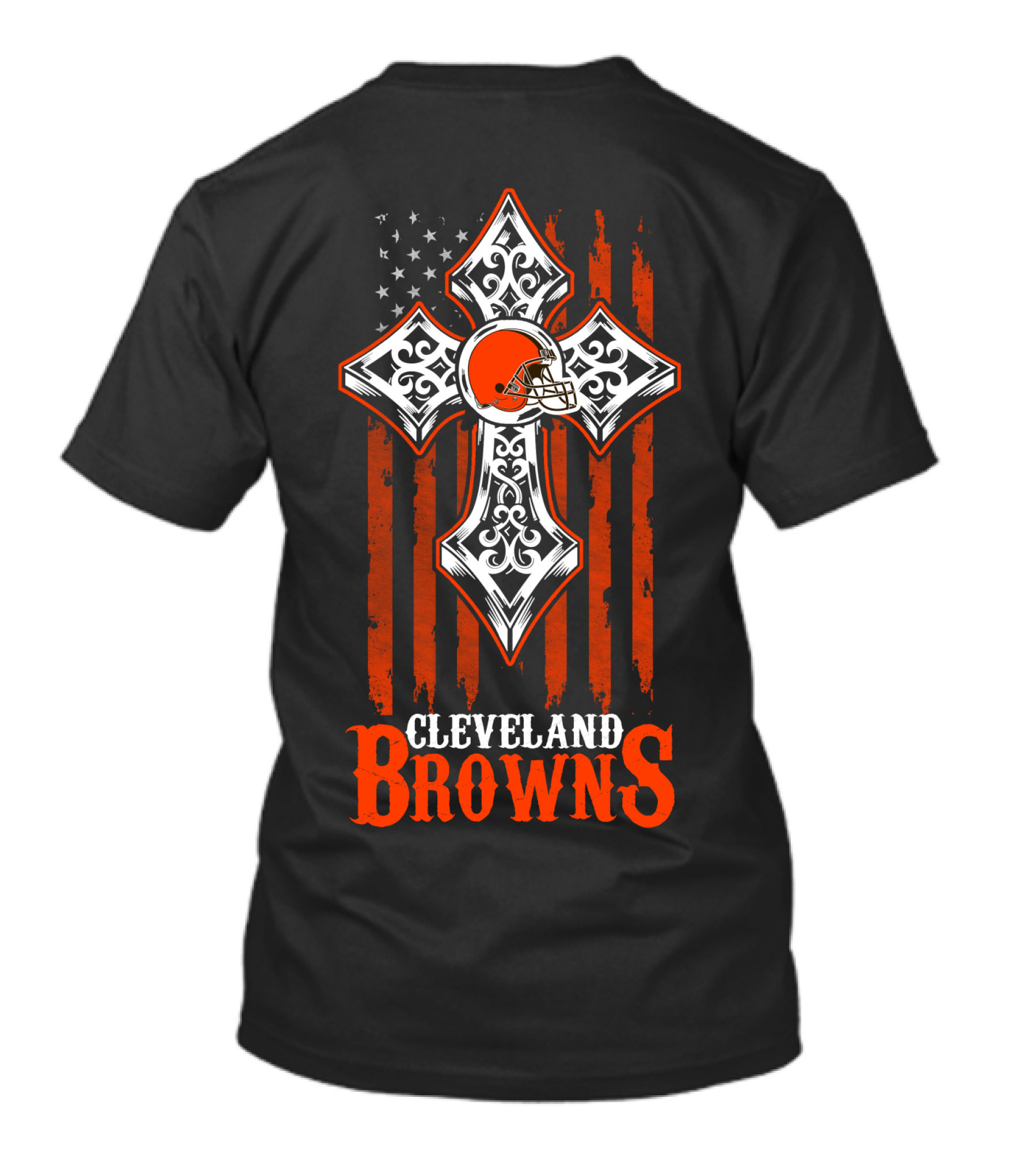Cleveland Browns Cross And Helmet American Flag T-Shirt