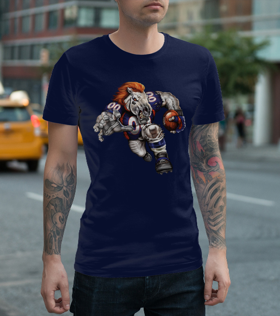 Denver Broncos Football Horse With Jersey And Ball T-Shirt