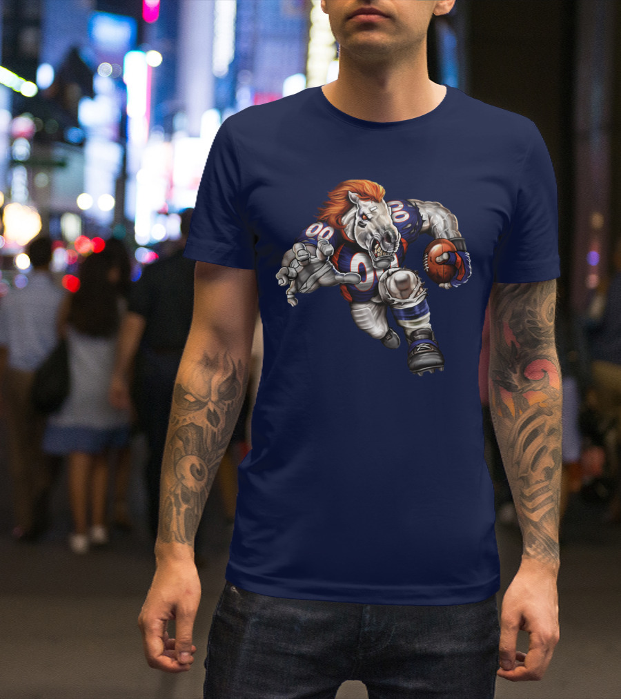 Denver Broncos Football Horse With Jersey And Ball T-Shirt