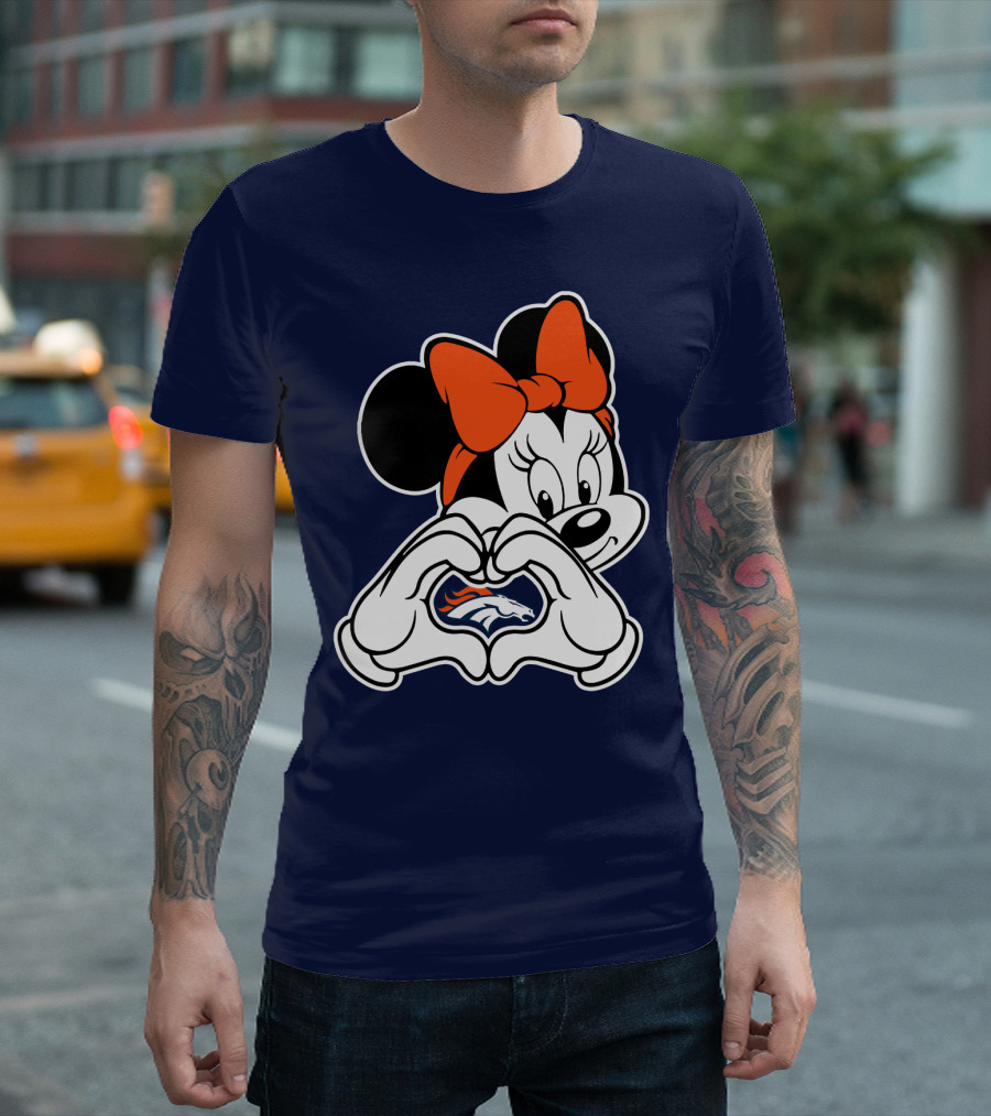 Minnie Mouse Heart Hands Denver Broncos T-Shirt