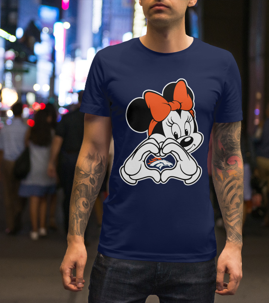 Minnie Mouse Heart Hands Denver Broncos T-Shirt