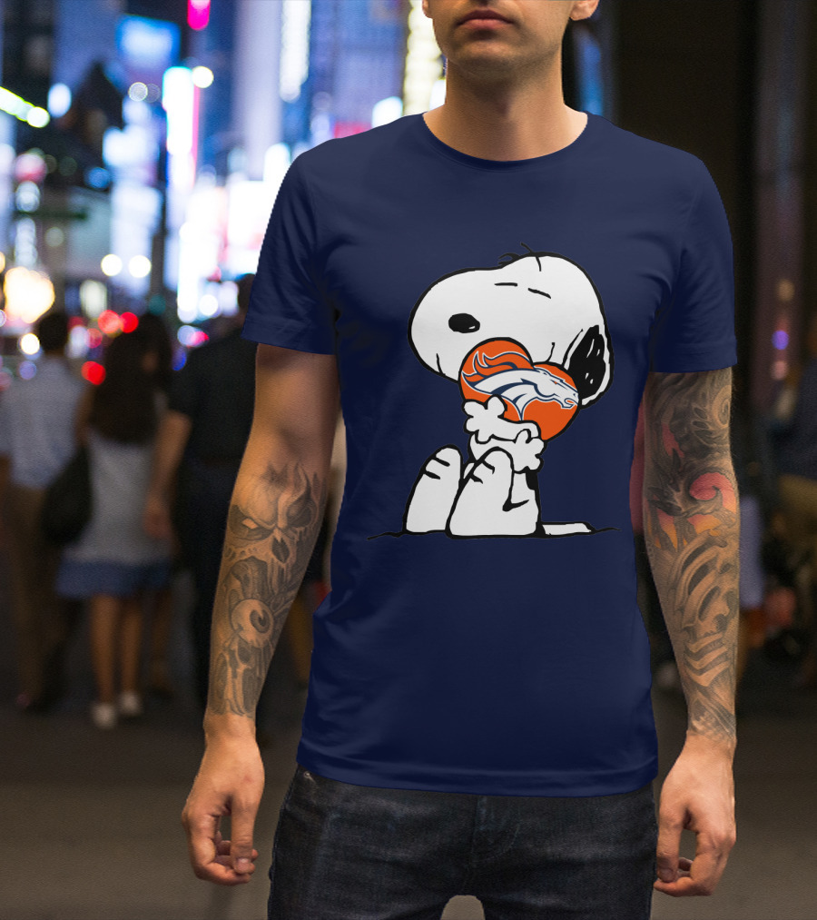 Denver Broncos Snoopy Hugging Football T-Shirt