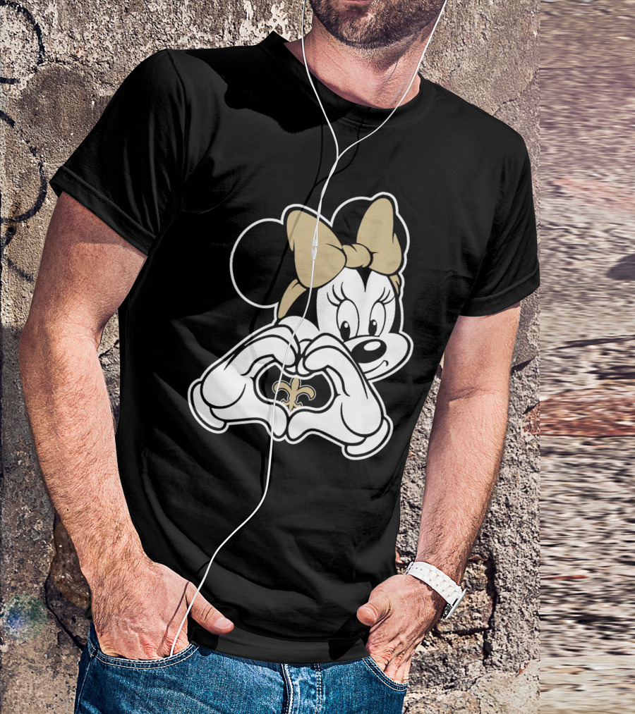 Minnie Mouse Heart Hands New Orleans Saints T-Shirt