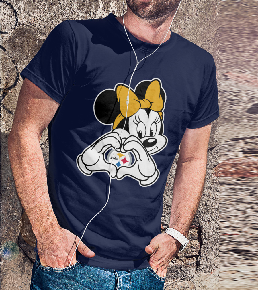 Minnie Mouse Heart Hands Steelers Logo Pittsburgh Steelers T-Shirt